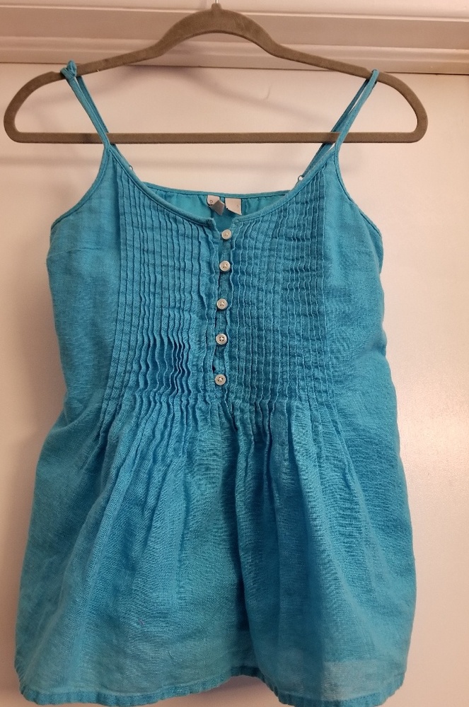 Sky blue babydoll top with buttons & ruffle detail